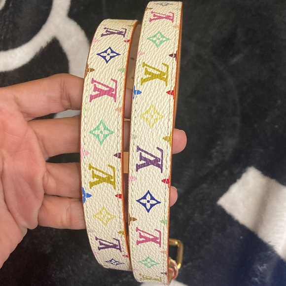 💯% LOUIS VUITTON multi color murakami thin belt - Picture 4 of 6